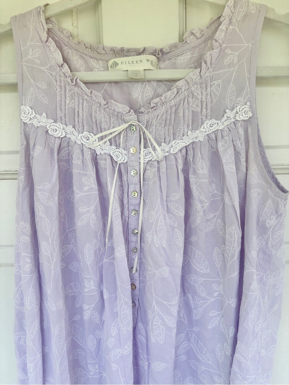 Vintage Eileen West Lavender Floral Cotton Nightgown Cottagecore Prairie Dress S - Picture 3 of 10